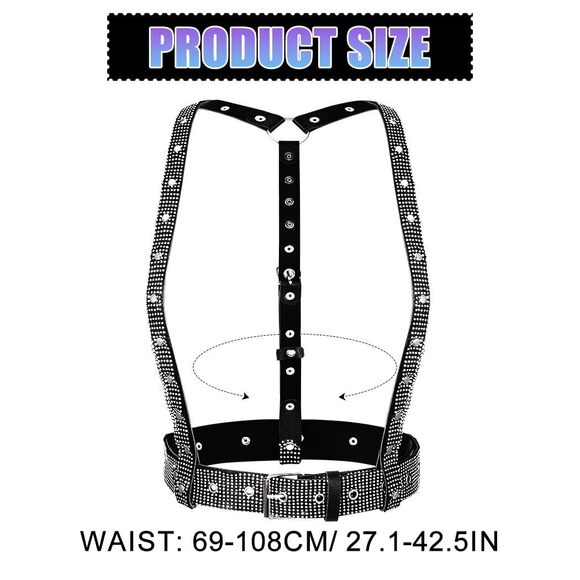2659 Women Leather Belt Fashion Black Waist Punk Body Harness Plus Size